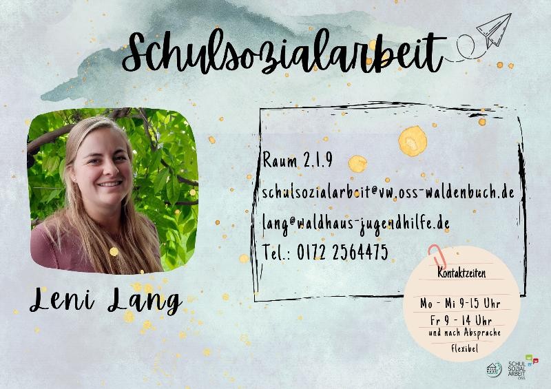 Flyer mit Bild von Leni Lang und ihren Kontaktdaten